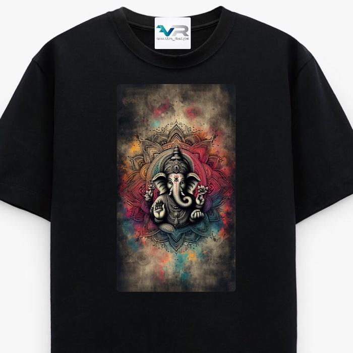 T-Shirt Custom Ganesha Hindu Edition Wanita Pria Unisex Kaos Katun Dewasa
