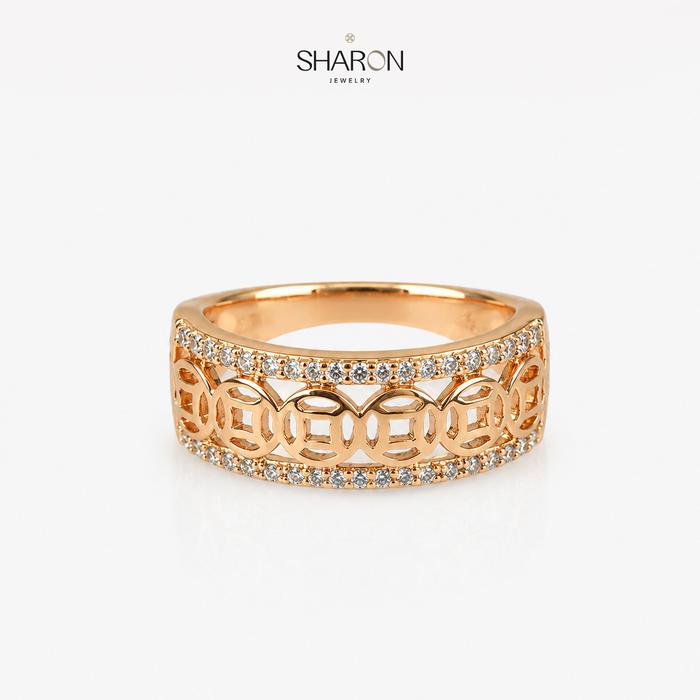 Sharon Jewelry Cincin Wanita Elegan Rosegold 18K Titanium Steel R3497 Aksesoris Fashion Kekinian