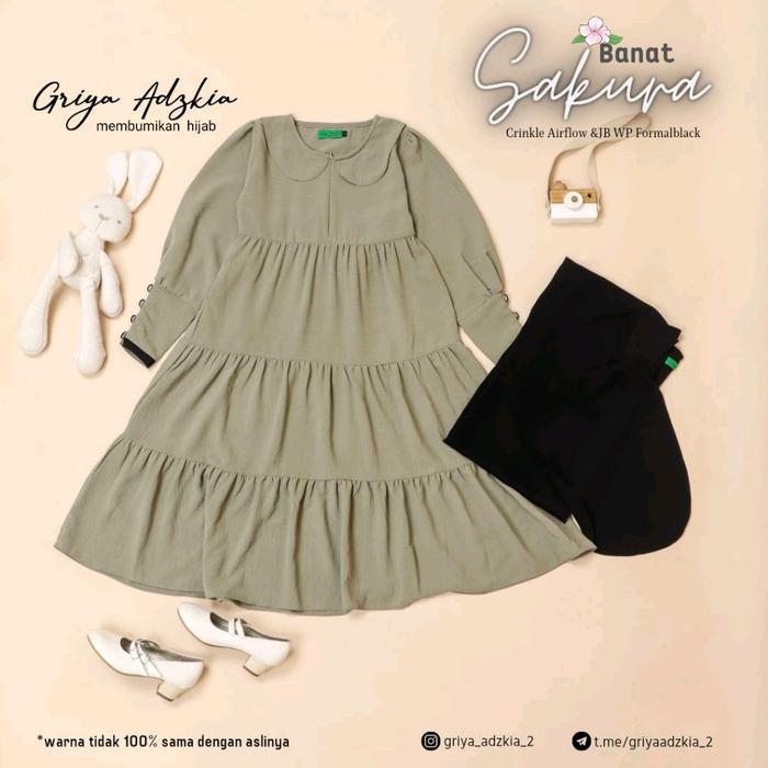 Gamis Anak Sakura series by Griya Adzkia | Gamis set Anak | Bahan Crinkle