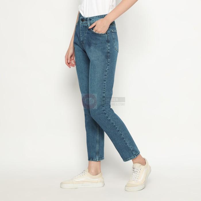Nuber Celana Panjang Wanita Jeans Boyfriend Snow Putih - Fireweed