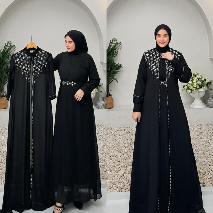 ABAYA HITAM EXCLUSIVE, Gamis hitam modern, Gamis hitam Rompi