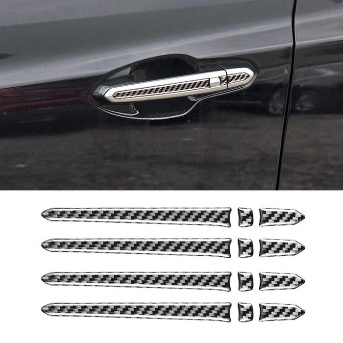 Exterior Door Grab Handle Cover Trim Decal Sticker Carbon Fiber For
