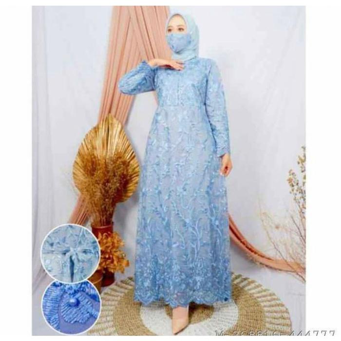 (MODEL BARU) GAMIS MIRA TILE BRUKAT MUTIARA / GAMIS PESTA FASHION TERBARU / GAMIS MAXI TILE MUTIARA 