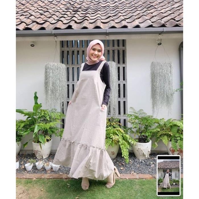 PROMO!! square Overall Motif Kotak Tebal Terbaru -Gamis Muslim Jumbo Oversize Ld 110 STOK TERBATAS!!