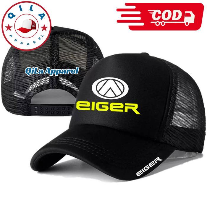 QiLa Apparel Topi Trucker EIGER - Topi Distro EIGER Logo - Topi EIGER Premium - Topi Jaring Pria Ker