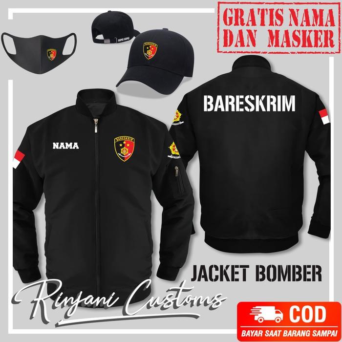 BOMBER BARESKRIM ANTI AIR GRATIS NAMA DAN MASKER - BOMBER RESKRIM - BOMBER POLISI POLRI