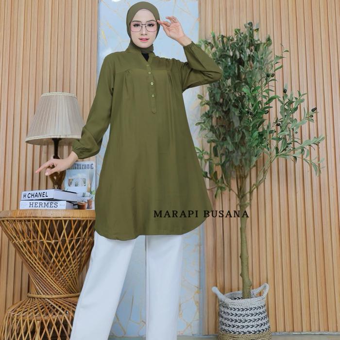 [Ready] - Tunik Atasan Wanita Polos-Bahan Rayon Viscose Import-Lengan Panjang Busui Dan Wudhu Fredly