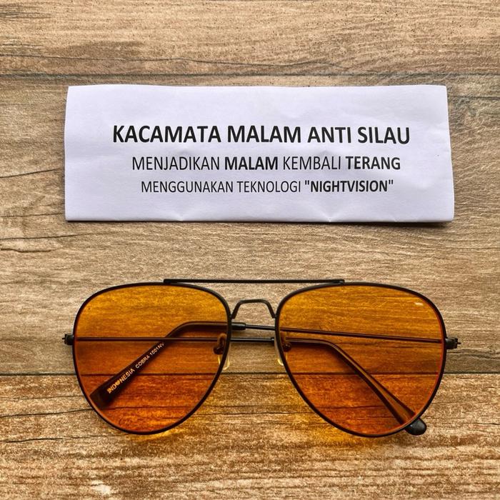 KACAMATA AVIATOR LENSA NIGHTVISION UNTUK BERKENDARA DI MALAM HARI UNISEX FULL SET BOX - CBR1001NV