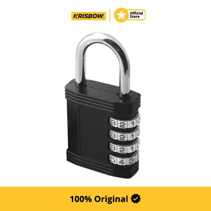 Krisbow Padlock Gembok 4 Kombinasi Kunci - Hitam