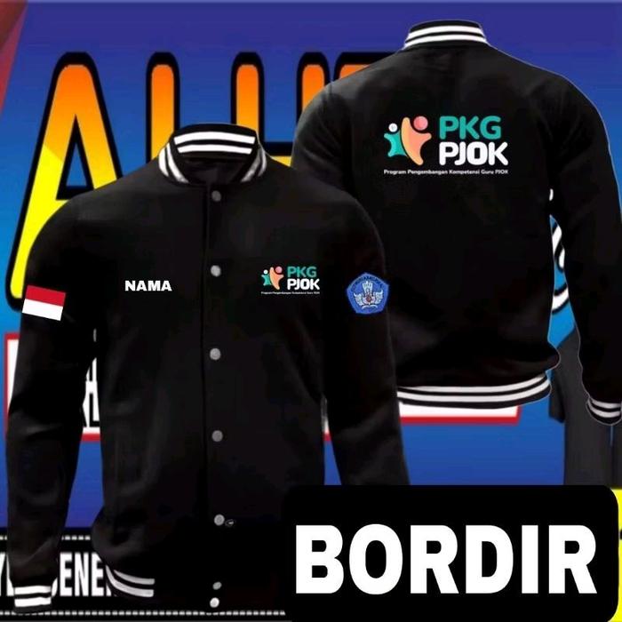 Jaket bordir bisa satuan bisa request bordir PKG PJOK jaket PKG PJOK jaket baseball PKG PJOK jaket v