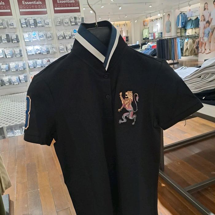 GIORDANO POLO SHIRT 3D LION WOMEN SIGNATURE BLACK (ORIGINAL)100%