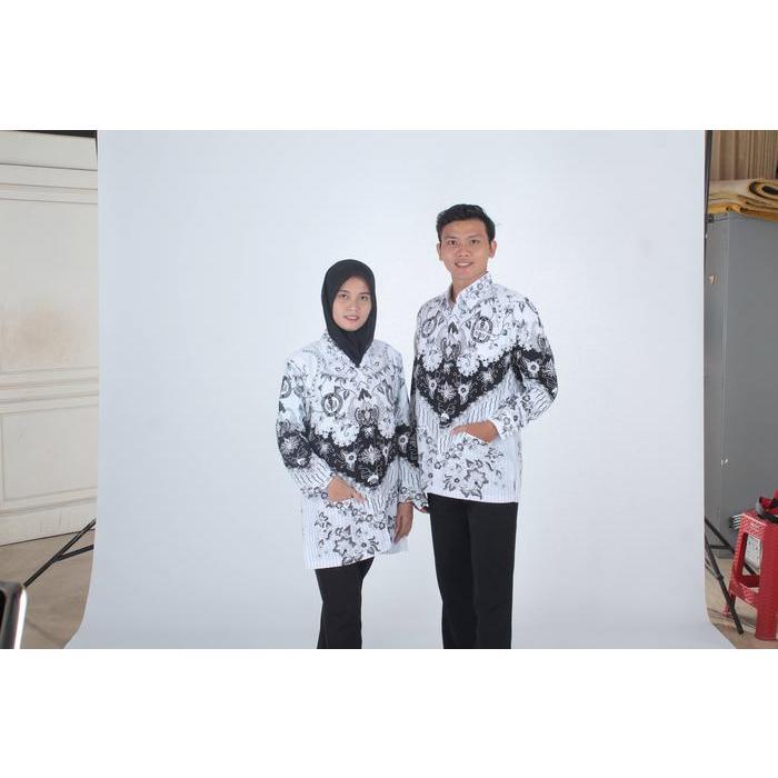 Terbaik Baju PGRI Wanita Full Furing Hitam Putih Lengan Panjang Bagus Halus Terimakasih