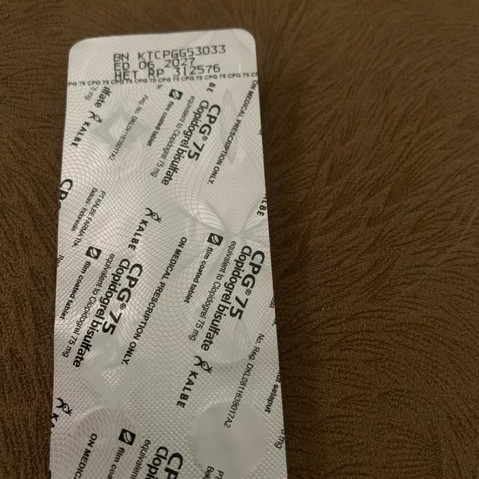 Kalbe CP75 Clopidogrant Bisulfate 75 mgHET:Rp 312,756과 Jun 2027_cp75 produkl dari Calbe