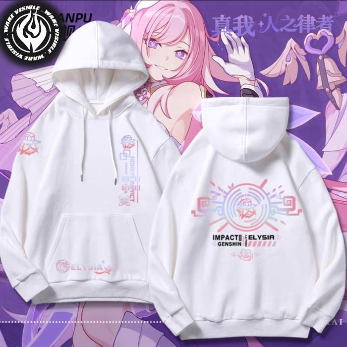 WareVisible Jacket Hoodie Pullover HONKAI ELYSIA Oversize Korean Style Unisex Jacket Fleece