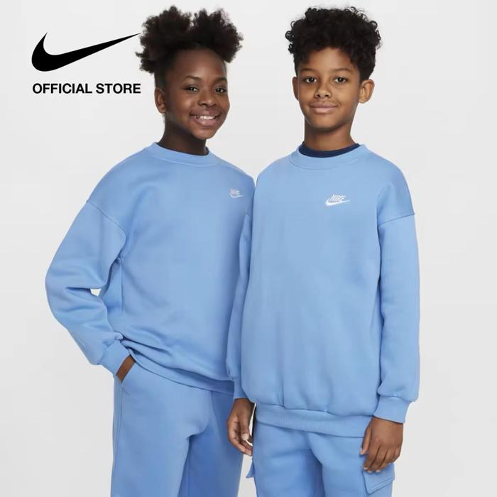 Crewneck / Sweater Pria Wanita Nike Sportswear Club Fleece Blue Original 1000% (RESMI STORE)