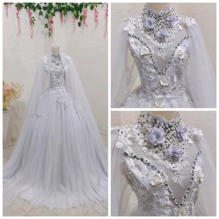 Revalina-0042 || Gaun Pengantin Coker Payet Mewah Panjang 170-175Cm Bisa Request Warna Free Veil Keb