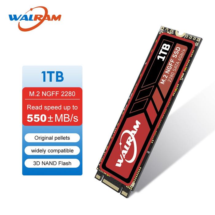 WALRAM SSD M2 NGFF SATA3 SSD 128GB 256GB 512GB 1TB M.2 NGFF SSD 2280