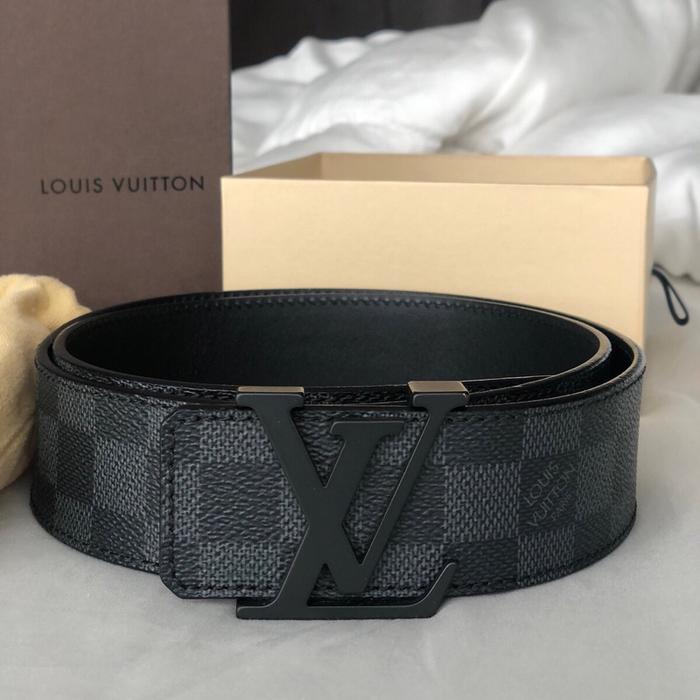 Louis Vuitton Initiales Damier Graphite Leather LV Buckle Belt 85 Authentic