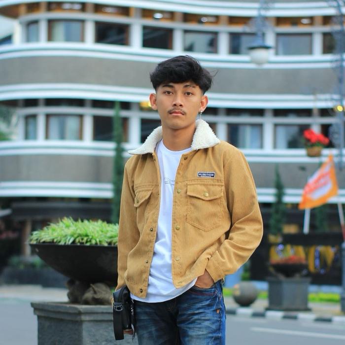 Jacket Trucker Corduroy Sherpa Casual Vintage/Jacket Corduroy Pria&Wanita