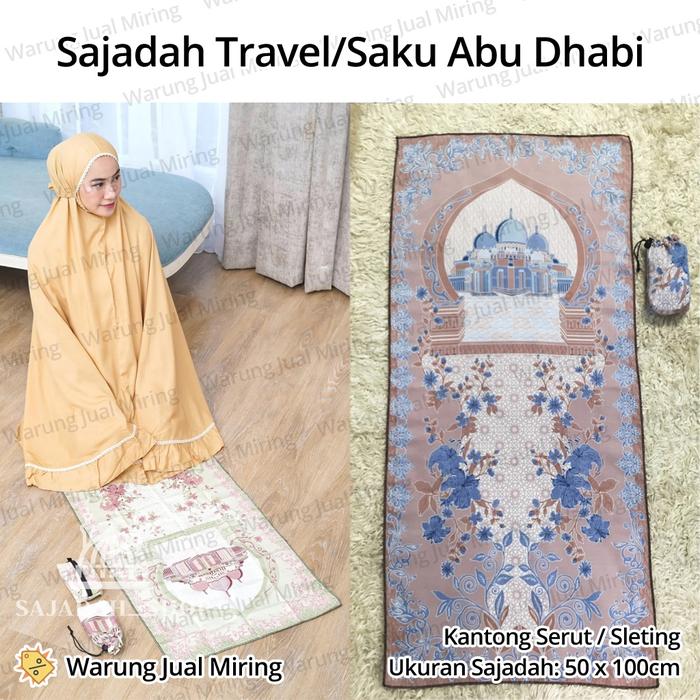 Sajadah Travel Saku Abu Dhabi Souvenir Traveling Kantong Pouch Tas Dompet Serut Retsleting Sleting S