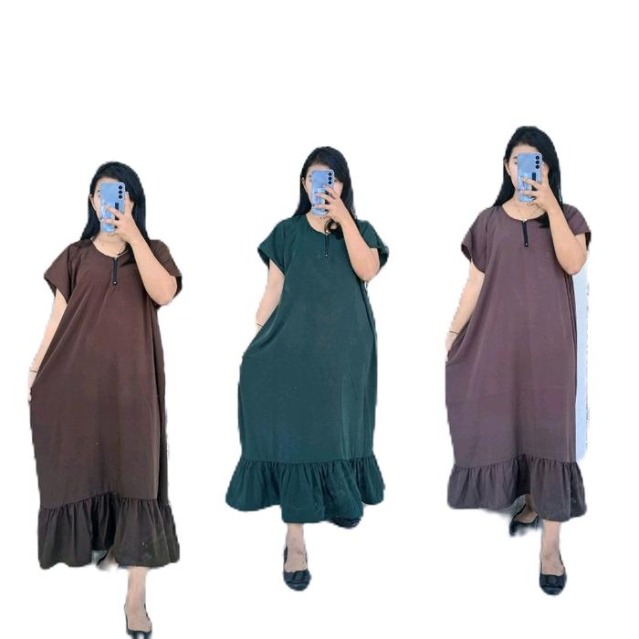 promo murah  100k dpt 3 pcs  daster rufly polos renda // daster polos renda yg lg viral Wanita Dress