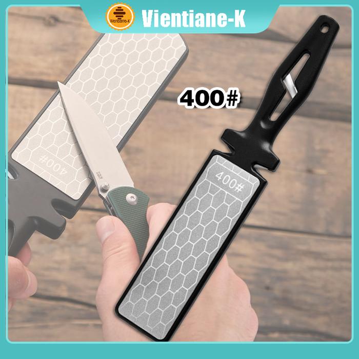 Pengasah Pisau Double Side Batu Pengasah Asah Asahan Pisau Diamond Sharpening Knife Plate 400