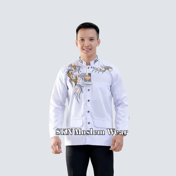 SKN Baju Koko Muslim Pria Motif Lengan Panjang M L XL XXL Jumbo Jaskoko Semi Jas Kain High Twist Pre