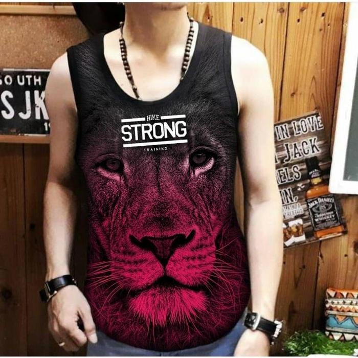 NEL-FASHION SINGLET KAOS DISTRO/T-SHIRT SINGLET MACAN MERAH STRONG FIT TO L-XL..