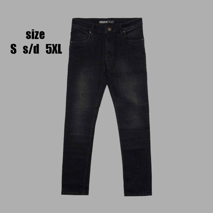 Describe - Celana Jeans Panjang Denim Pria Size S Sampai 5XL Jumbo Big Size Hitam Skinny Dewasa Cowo