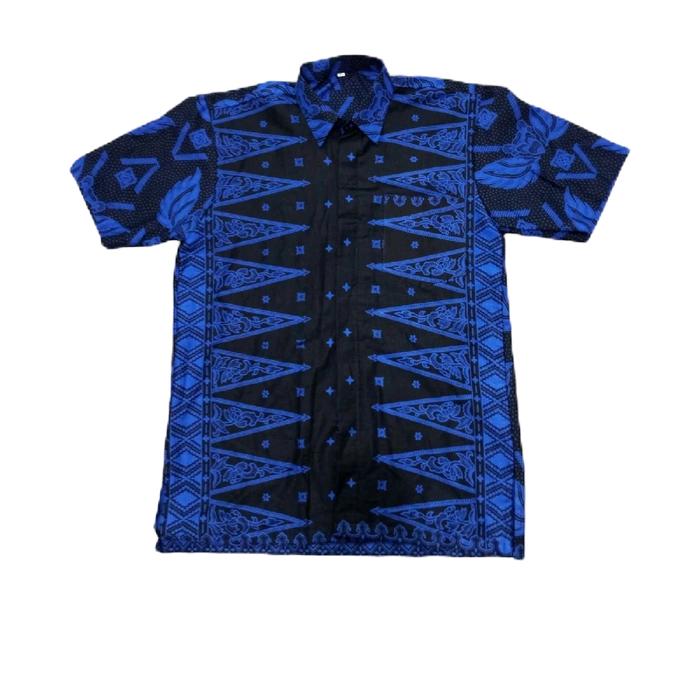 Kemeja/Baju Batik Baduy Banten Motif Tapak kebo Gede Tangan Pendek dewasa Pria  Katun Nyaman