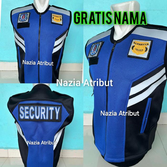 Rompi Security Terbaru / Rompi Tebal double mesh biru / rompi biru hitam