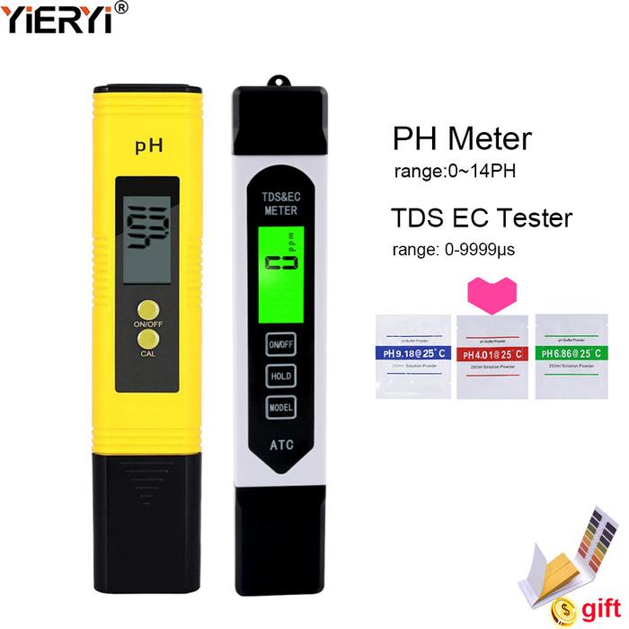 Yieryi Pengukur PH TDS Meter EC dan Temperatur, 2PCS Pengukur TDS