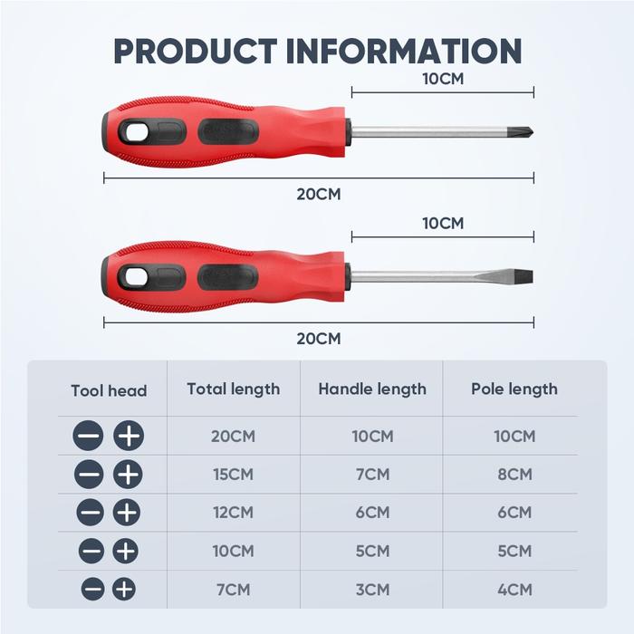 Mitsushi Obeng Plus Minus Magnet Screwdriver Sets Alat Perkakas obeng Set