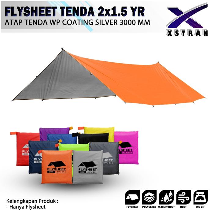 READY flysheet tenda 2x1.5 yard flysheet waterproof PU 3000 mm flysheet outdoor size 2 x 1.5 yard