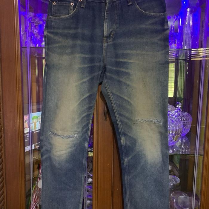 Jeans lv505 fading warna retro tebal size 32