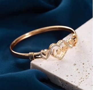 Gelang titanium anti karat dan anti pudar berlapis emas  dewasa mode cinta love berlian emas mawar p