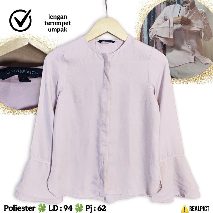 SALE CONNEXION Blouse Size S Terompet Lengan Dusty Pink Cute Long Sleeve Premium Brand Mall Matahari