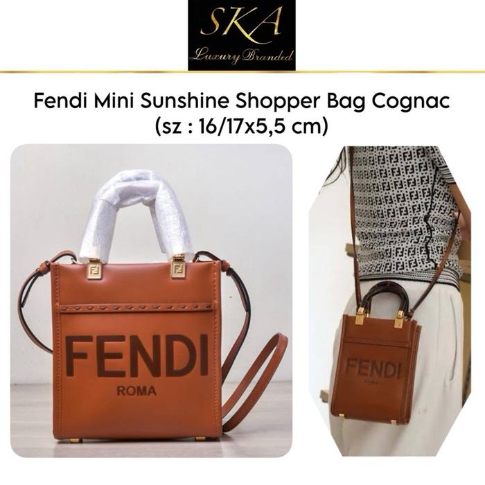 Fendi Mini Sunshine Shopper Bag Cognac Authentic