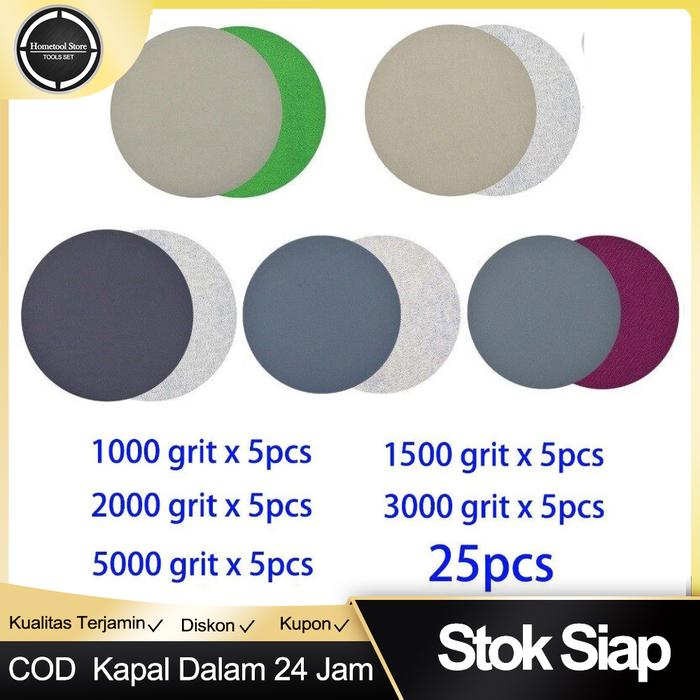 Amplas Cakram Kertas Bulat 25Pc Basah/Kering 1000 1500 2000 3000 5000