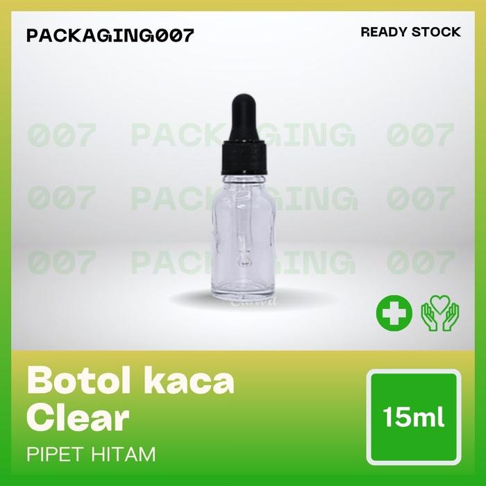 Botol Pipet Kaca Clear 15 ml - Pipet Essential oil / Pipet Serum