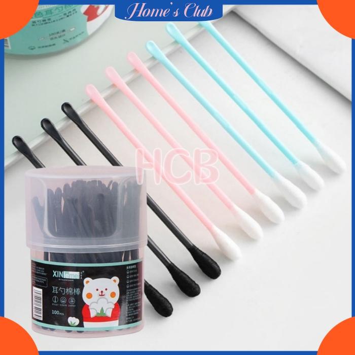 HCB Cotton Buds 100Pcs/ Baby Cotton Bud / Warna Warni Cotton Swabs Pack / Korek Kuping / Cotton Bud