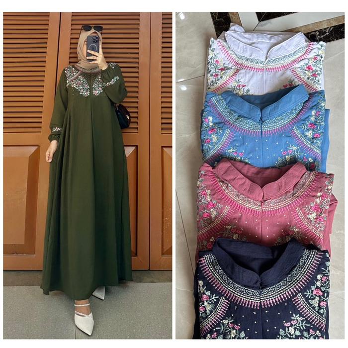 Gamis Crinkle Bordir / Gamis Crinkle Busui