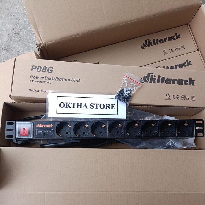 KITARACK P08G Power Distribution Unit 1U 8 Outlet Germany Socket 16A