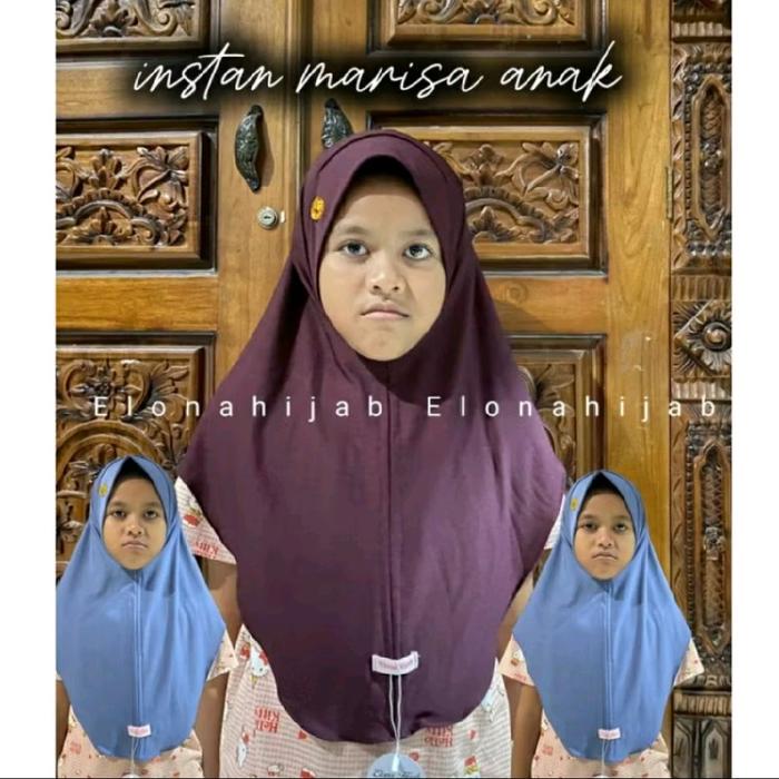 Elona Hijab Marisa Anak 7-13 Tahun Bahan Jersey Yoya Nyaman Dipakai Tidak Terawang dengan Aksen Akri