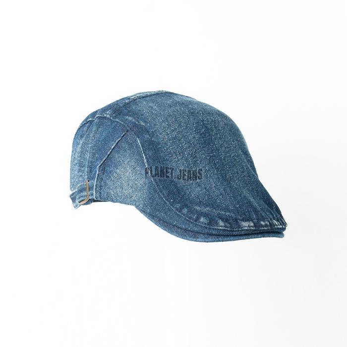 Topi Flat Cap Bahan Denim Pelukis Vintage Baret Newsboy - FC02 Planet Jeans