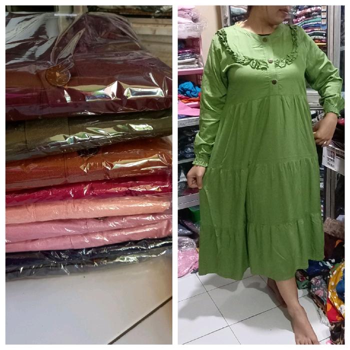 Gamis 3 Dara Polos Wanita Muslim Terbaru