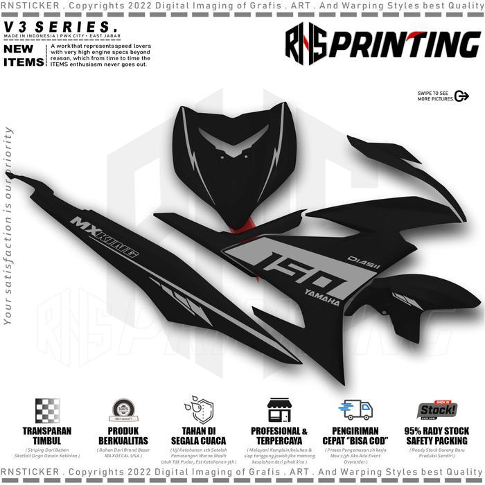 V3 Cutting Sticker Striping Variasi Mx King 2016-2024 Stiker Mx King 150 Striping Transparan Mx King