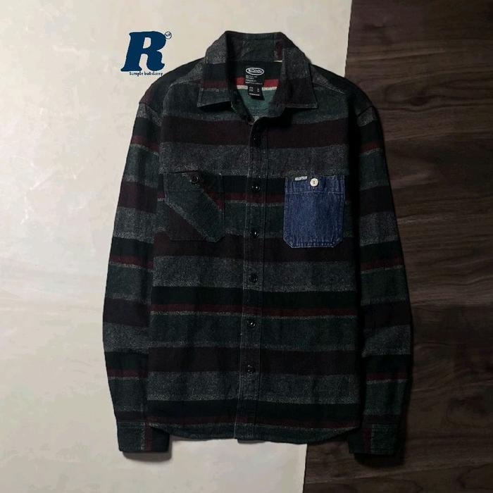 Kemeja Lengan Panjang Heavy Flannel Shirt Double Pocket MANASTASH Size M fit L Unisex