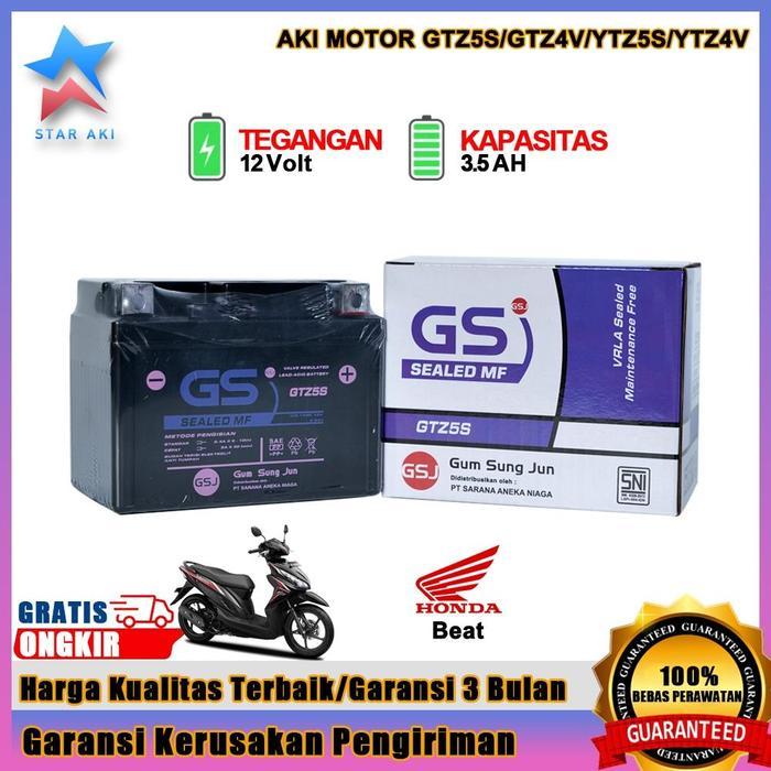 Aki Motor Beat GTZ5S 5AH Aki Motor Honda Beat Fi Beat Street Beat Pop Aki Kering MF