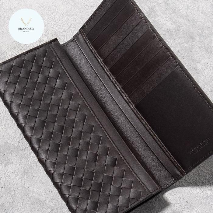 BOTTEGA VENETA INTRECCIATO LONG WALLET LIGHT TOURMALINE ESPRESSO